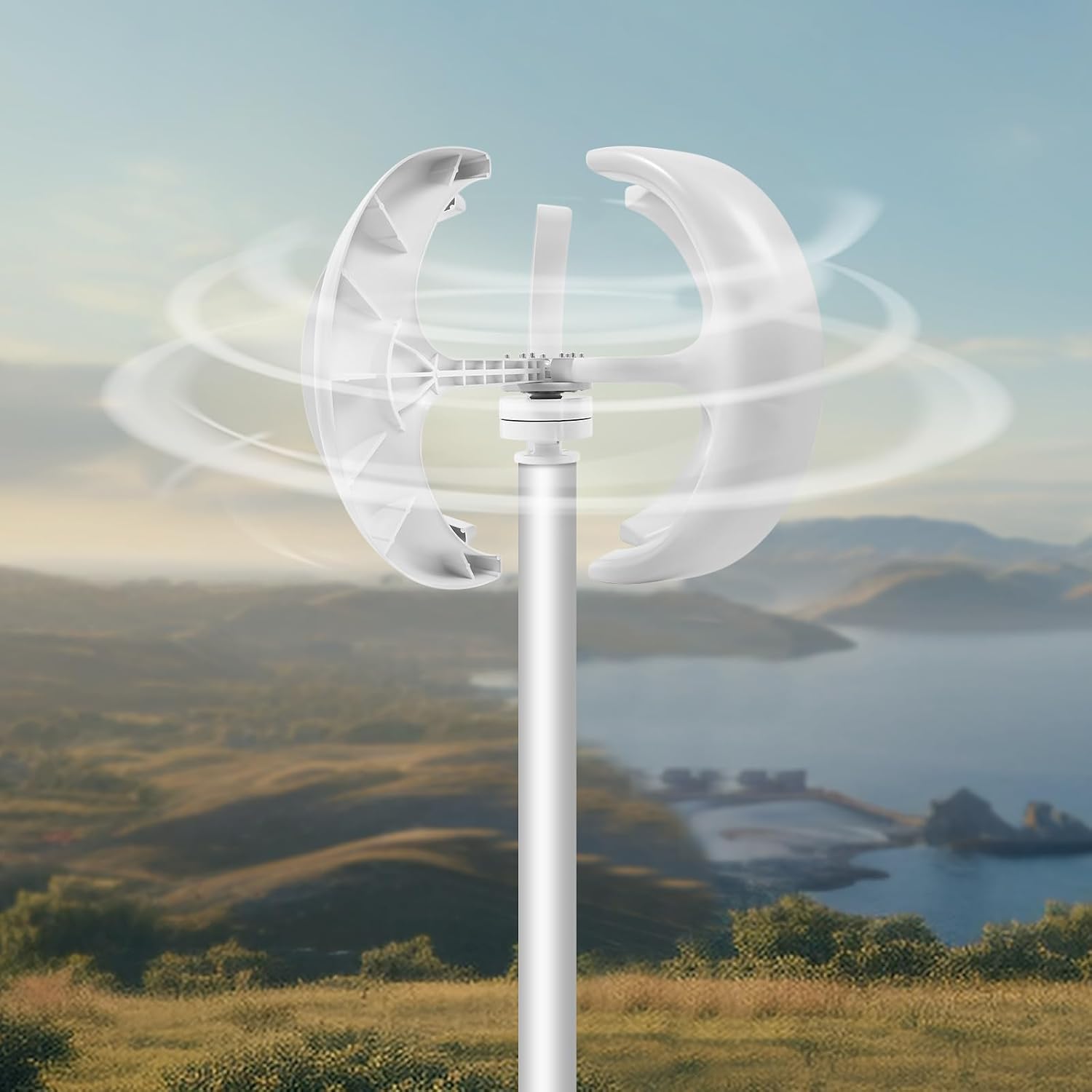 Wind Turbine Generator, 600W 12V 5-Blade Wind Power Generator with Controller, for Boats Farm Home Hybrids Streetlight Use, White