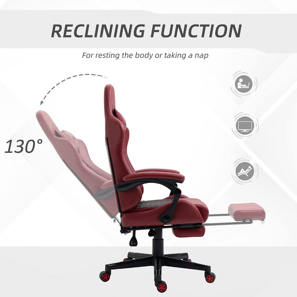 Ergonomic Office Chair with Massage Lumbar Support, 400 lbs High Back Swivel Rolling Desk Chairs, Adjustable Gaming Computer Chairs for Adults, Comfy Home Office Furniture for Bedroom Study,Red