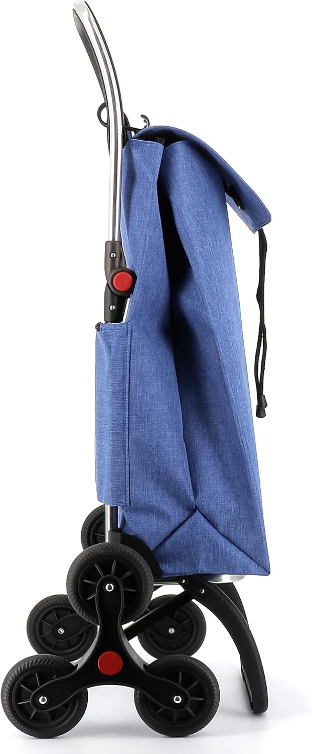 ROLSER I-Max Tweed 6 Wheel Stair Climber Foldable Shopping Trolley - Blue