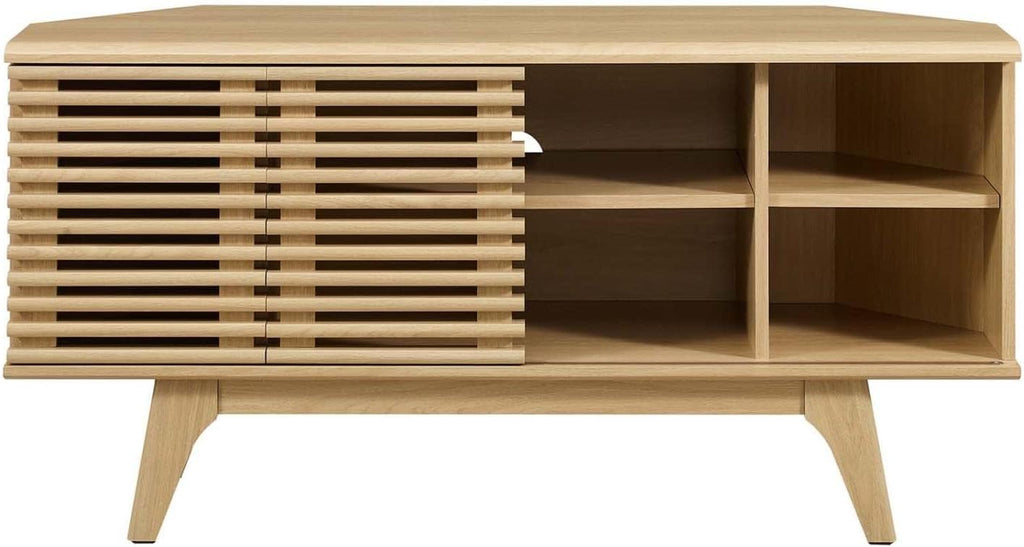 Modway Render Mid-Century Modern Low Profile 46' Corner Media TV Stand in Oak, 15 x 46 x 23