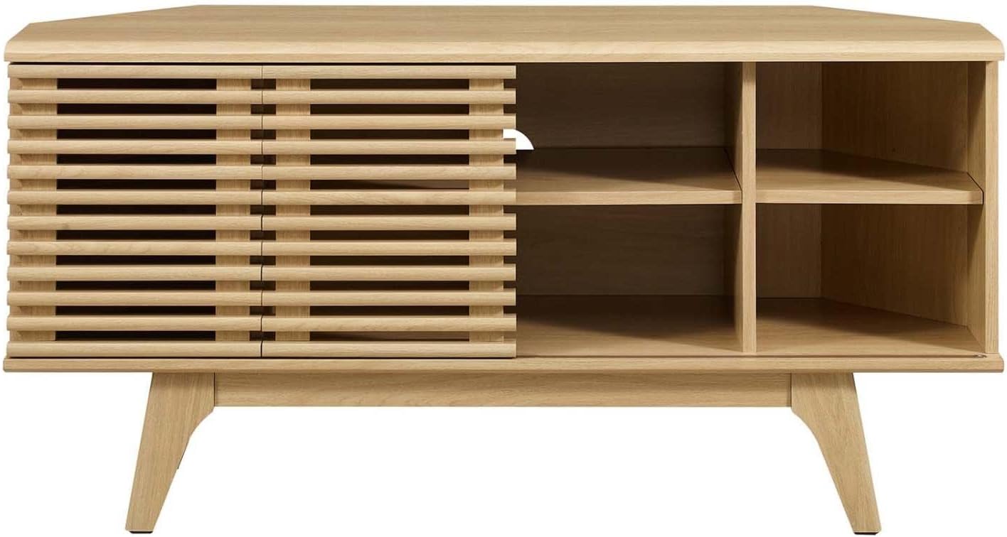 Modway Render Mid-Century Modern Low Profile 46' Corner Media TV Stand in Oak, 15 x 46 x 23