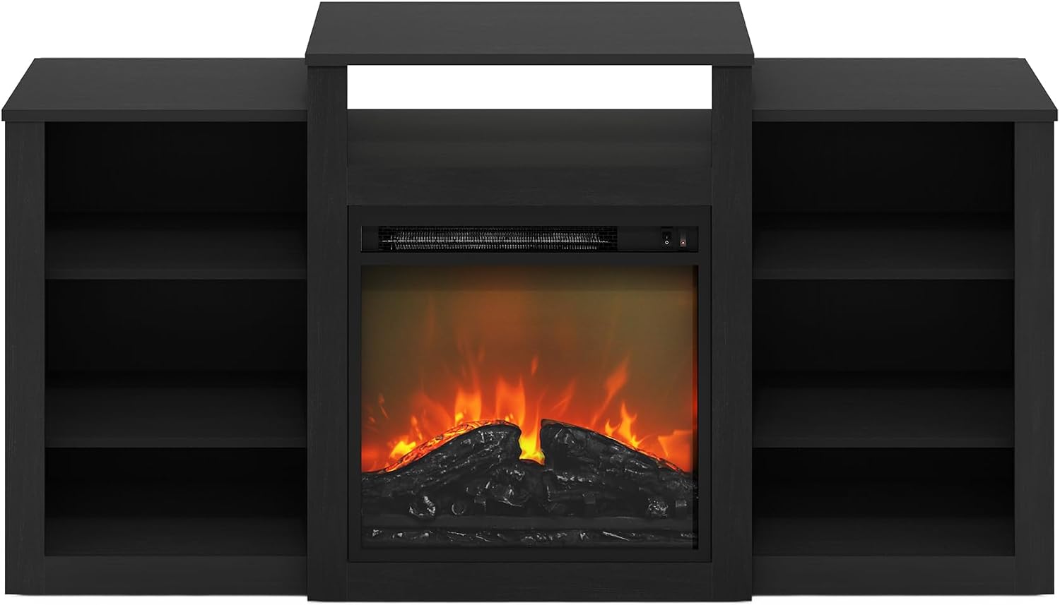 Furinno Jensen TV Stand with Fireplace, Entertainment Center, TV Console for TV up to 55 Inch with Fireplace, for Living Room, Bedroom, Dark Americano