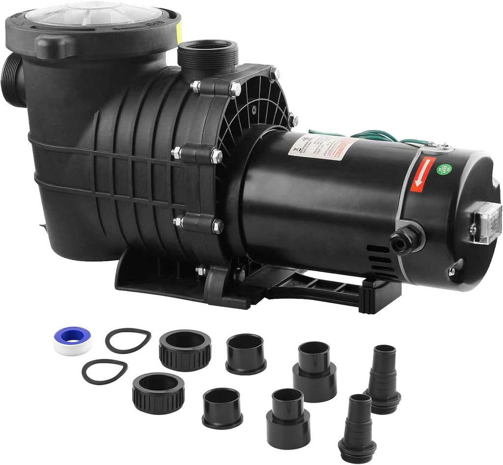 Pool Pump Above Ground/Inground,2HP 6900 GPH Powerful Selfpriming Pool Pump for 15,000-31,000 Pools for Dual Voltage Swimming Pump with Strainer Basket,Includes Pipe Fittings