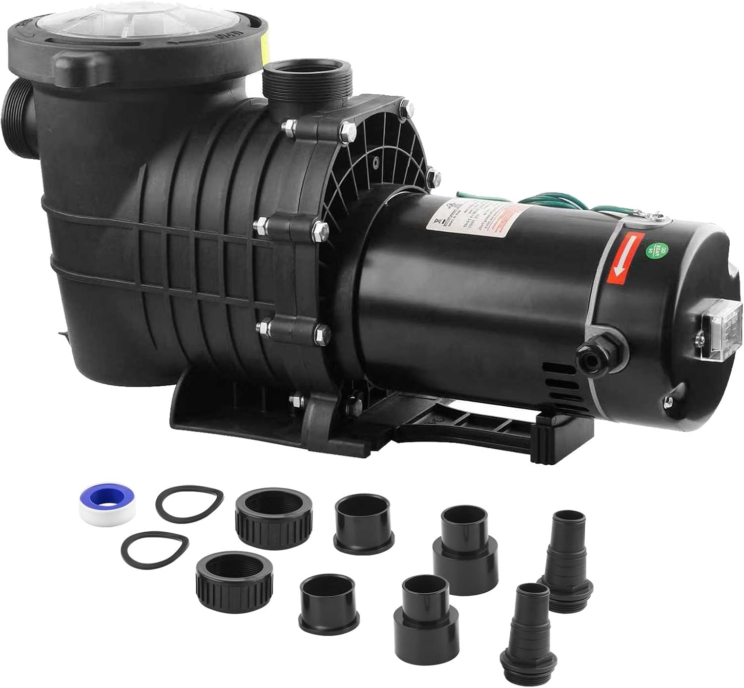 Pool Pump Above Ground/Inground,2HP 6900 GPH Powerful Selfpriming Pool Pump for 15,000-31,000 Pools for Dual Voltage Swimming Pump with Strainer Basket,Includes Pipe Fittings