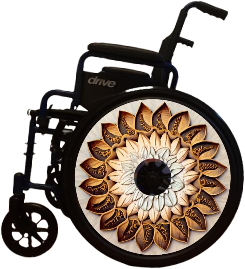 Designer Cover for Wheelchair Wheels, Waterproof, Enhances Aesthetics, Easy Install/Remove, Lightweight, (Woodland Blossom)
