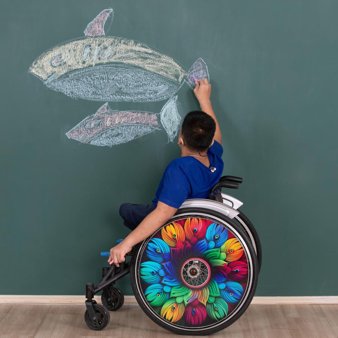 Wheelchair Memorial Day Wheel Covers, Cute Wheelchair Accessories, Enhances Aesthetics, Easy Install/Remove, Lightweight, Waterproof (Perfect Peacock)