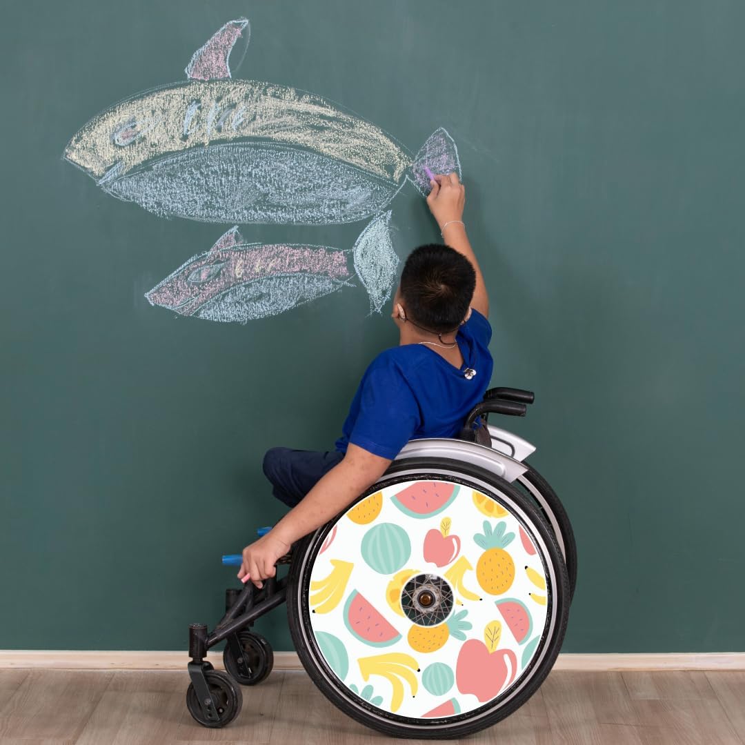 Designer Cover for Wheelchair Wheels, Enhances Aesthetics, Easy Install/Remove, Lightweight, New Matt Finish (Fruity Splash)