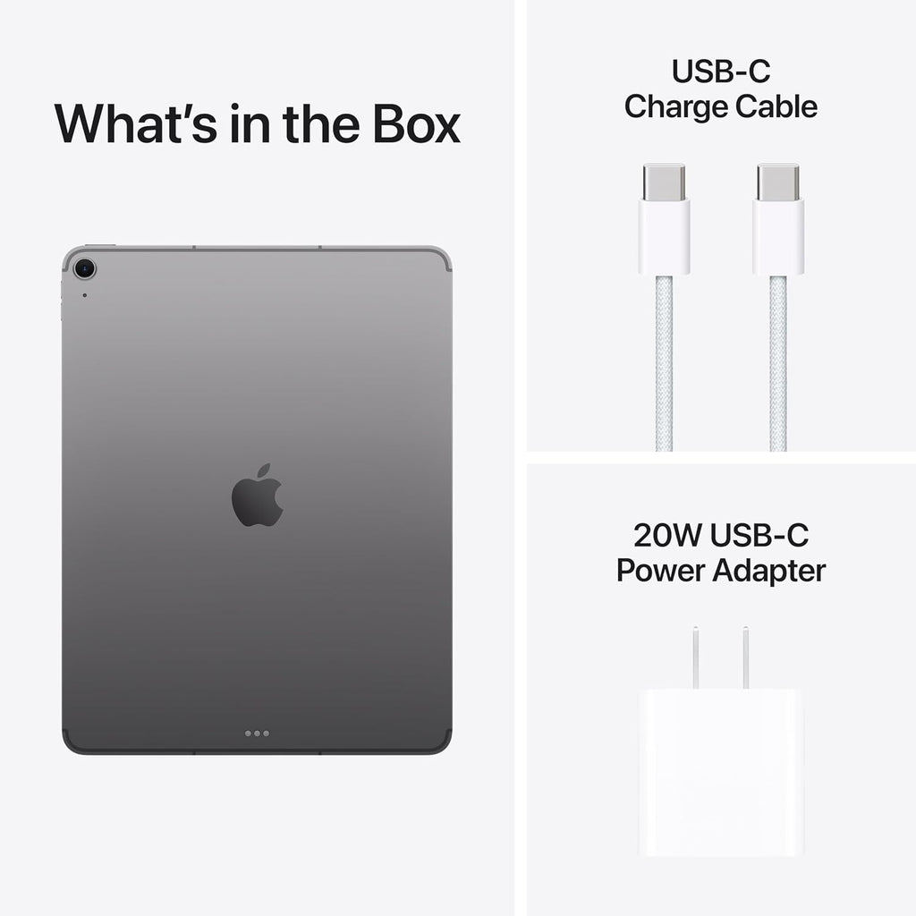 Apple iPad Air 13-inch with M3 chip Built for Apple Intelligence, Liquid Retina Display, 1TB, 12MP Front/Back Camera, Wi-Fi 6E + 5G Cellular, Touch ID — Space Gray with AppleCare+ (2 Years)