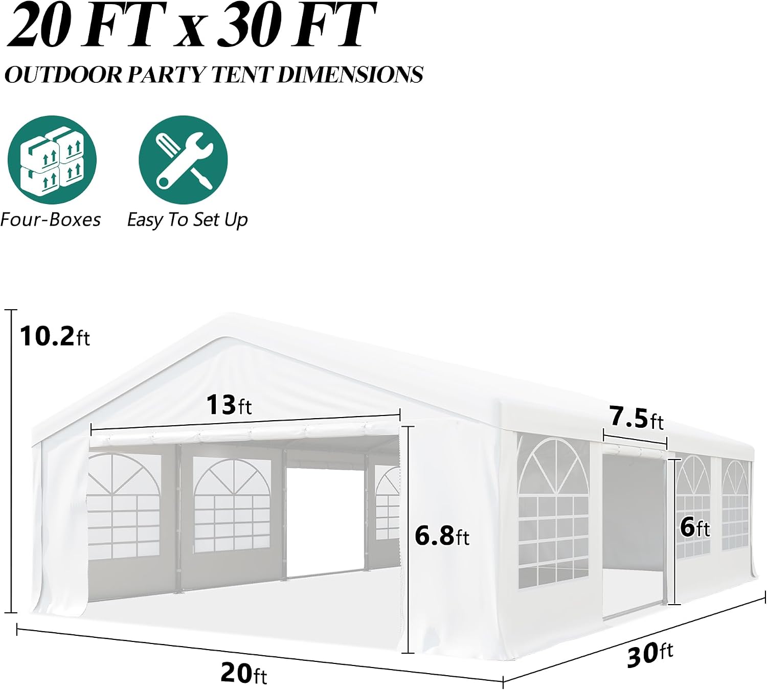 GARTOO 20' x 30' Canopy Party Tent & Carport - Heavy Duty Outdoor Wedding Gazebo with 4 Sand Bags, Event Shelter Canopy for Outdoor Event, Wedding, Birthday Party