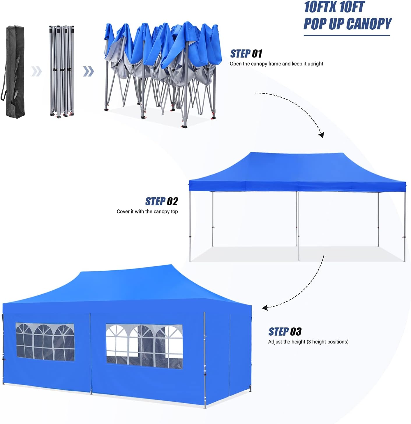 10x20 ft Instant Pop up Canopy, Wonlink Party Tent Folding Heavy Duty Gazebos with Removable Sidewalls and Wheeled Bag Waterproof
