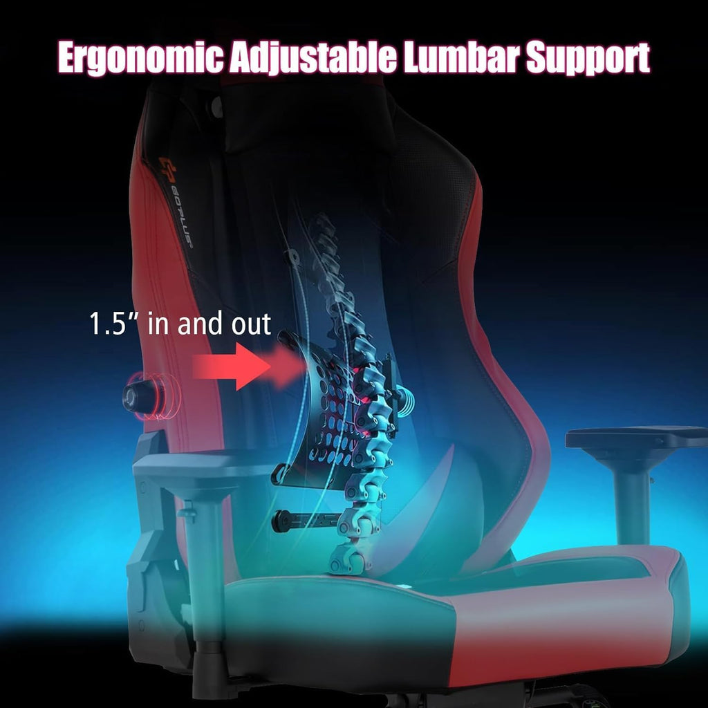 POWERSTONE Big and Tall Gaming Chair 400LBS, Fabric Computer Chair Racing Style High Back Gamer Chair with Adjustable Lumbar Support, 4D Armrest,Wide Seat for Adult Teens (Red)