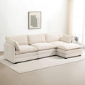 ROWHY Oversized Modular Sectional Sofa with Movable Ottoman, 112 Inch 4 Seat Modern Corduroy Sofa Set, Convertible L Shaped Couch for Living Room and Office, Beige