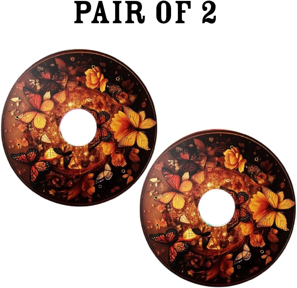 Wheelchair Memorial Day Wheel Covers, Wheelchair Accessories Wheels, Enhances Aesthetics, Easy Install/Remove, Lightweight, Waterproof (Royal Gold Butterfly)