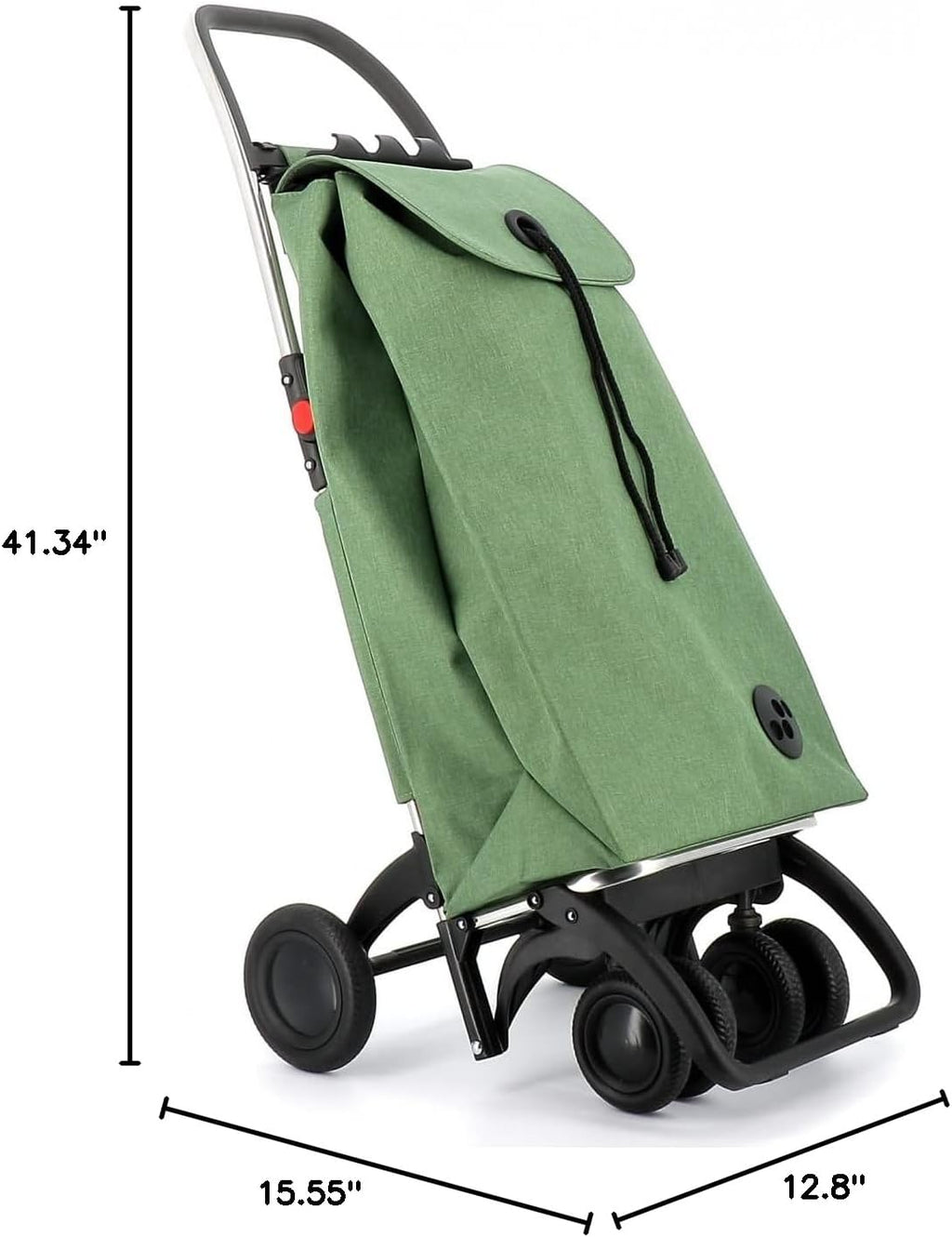 ROLSER I-Max Tweed 4 Wheel 2 Swivelling Foldable Shopping Trolley - Green