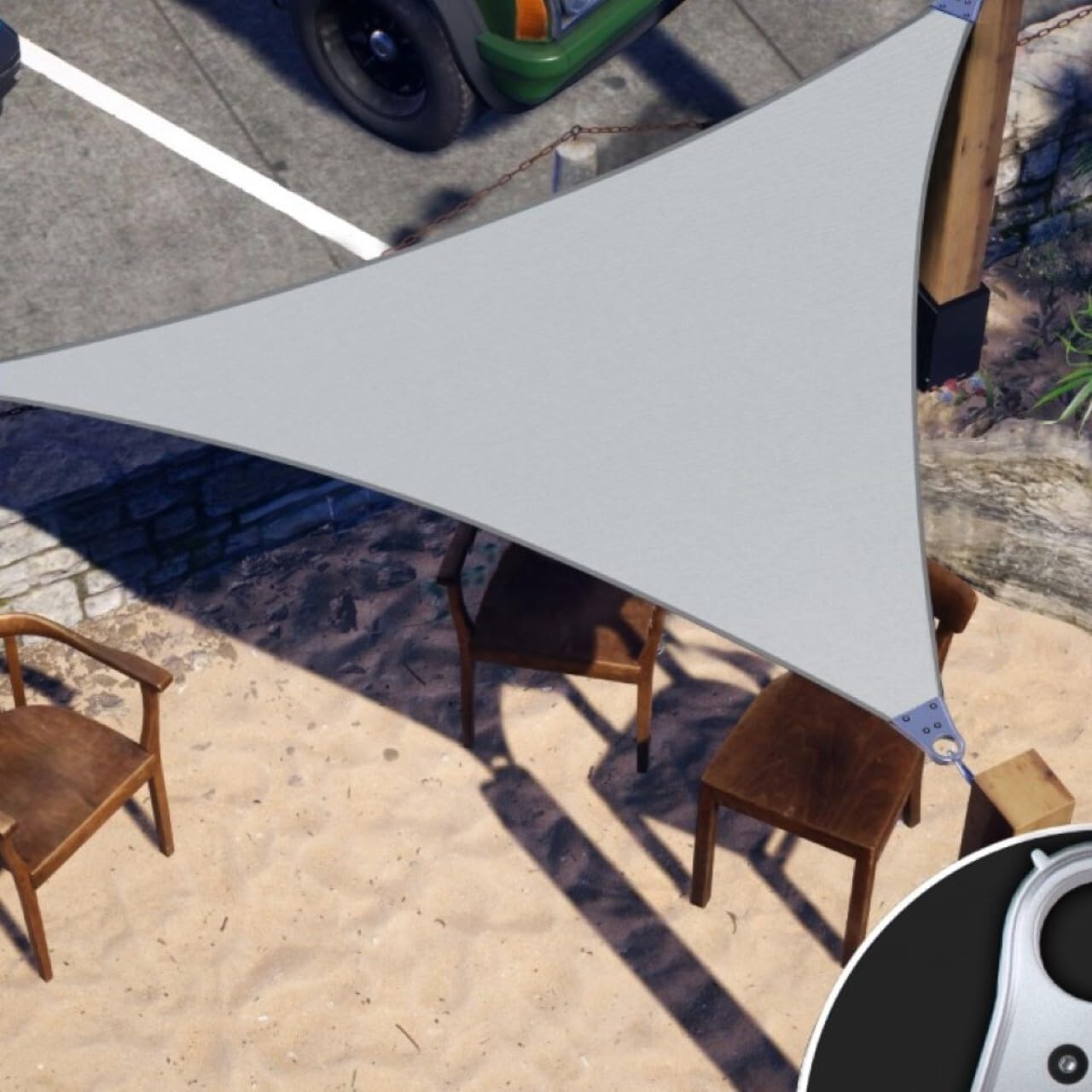 ColourTree Super Ring 20' x 20' x 20' Grey Triangle Sun Shade Sail, Commercial Grade UPF50 Canopy, Reinforced Corners & Edges, 260 GSM Fabric Heavy Duty -5 Years Warranty (We Make Custom Size)