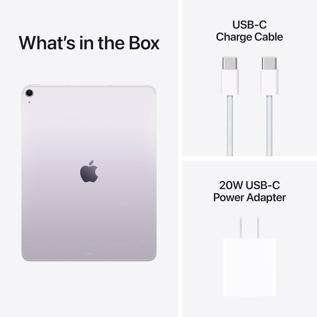 Apple iPad Air 13-inch with M3 chip Built for Apple Intelligence, Liquid Retina Display, 512GB, 12MP Front/Back Camera, Wi-Fi 6E + 5G Cellular, Touch ID, All-Day Battery Life — Purple