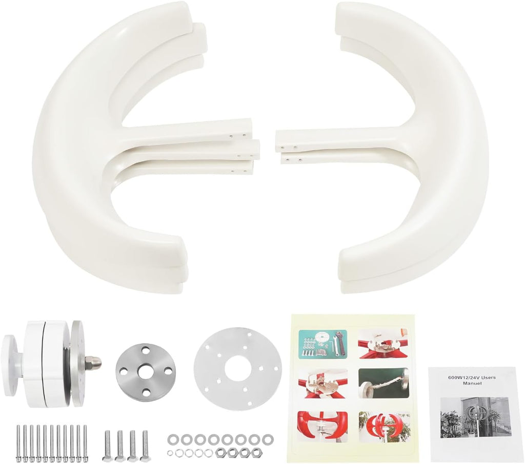 Wind Turbine Generators Kit, 12/24V 600W Lantern 5-Blade Vertical Axis Wind Turbine Generator with Axis Controller (12V)