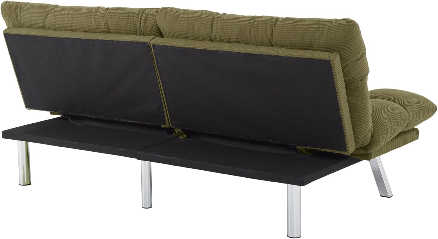 Modern Green Corduroy Convertible Folding Futon Couch Sofa Bed Adjustable Pillow Top Arm Memory Foam Couch Double Loveseat Sofa for Compact Living Space, Game Studio, Apartment, Bedroom (67.3' Green)