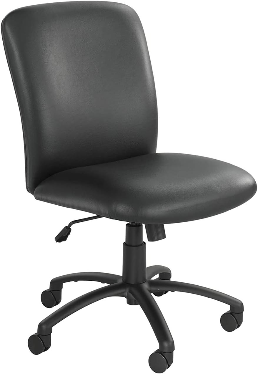 Safco Products High Back Big and Tall Swivel Desk Task Office Chair, 27' W x 30-1/4'D x 40-3/4-44-3/4' H, 500 lbs. Weight Capacity, for Professional or Home, Black Vinyl