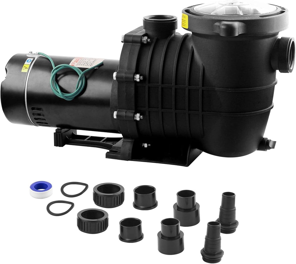 Pool Pump Above Ground/Inground 2.0 Horsepower 115V Powerful Copper Motor Self Primming 6900GPH Powerful Selfpriming Pool Pump/with Strainer Basket,Includes Pipe Fittings