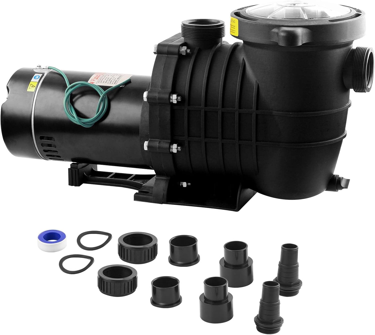 Pool Pump Above Ground/Inground 2.0 Horsepower 115V Powerful Copper Motor Self Primming 6900GPH Powerful Selfpriming Pool Pump/with Strainer Basket,Includes Pipe Fittings