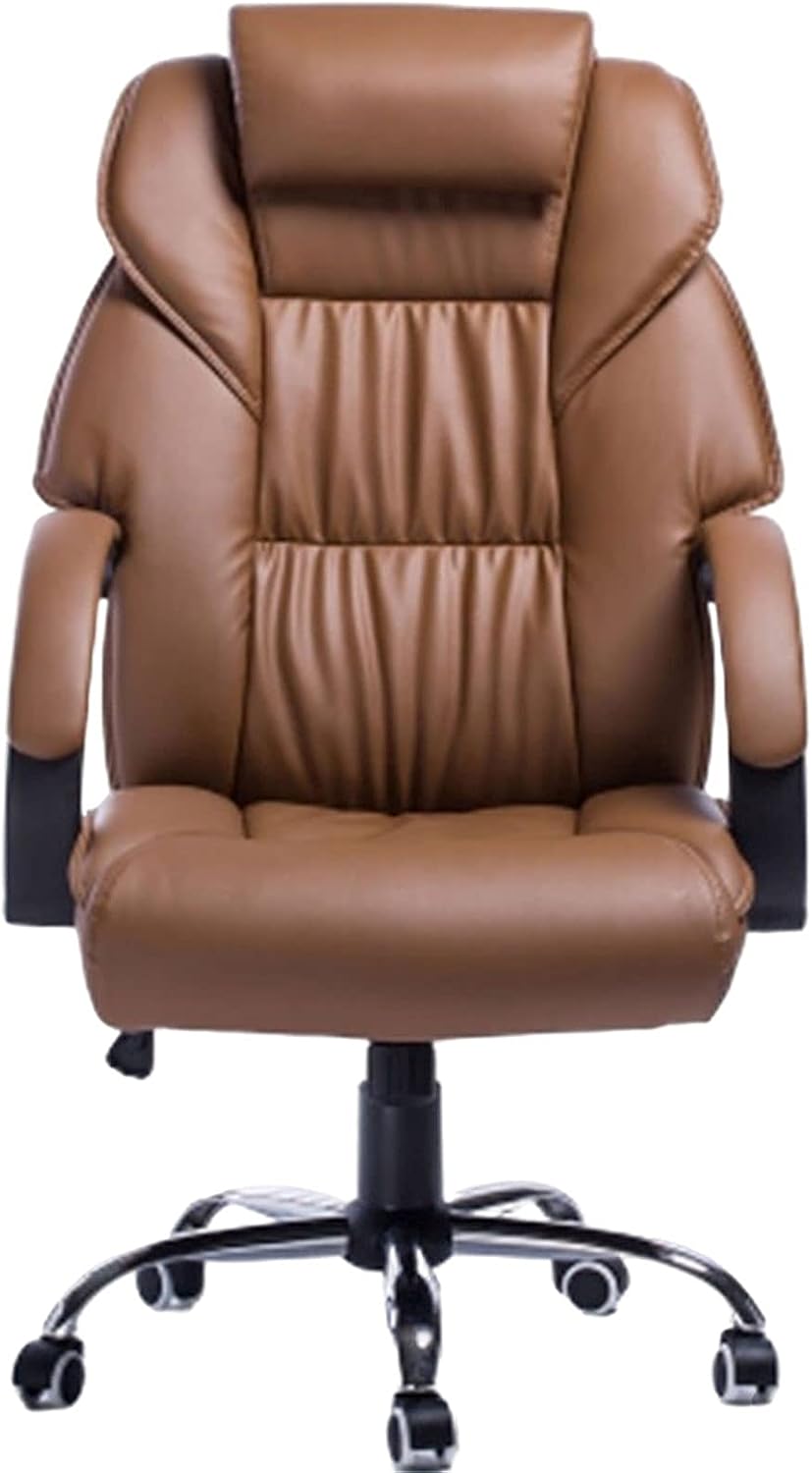 Office Chair Computer Desk Chair Gaming Chair 400 Lb Weight Capacity, Gaming Chair White Genuine Leather Office Chair Computer Executive Desk Chair Adjustable Office Lounge Chair,Khaki ( Color : Khaki