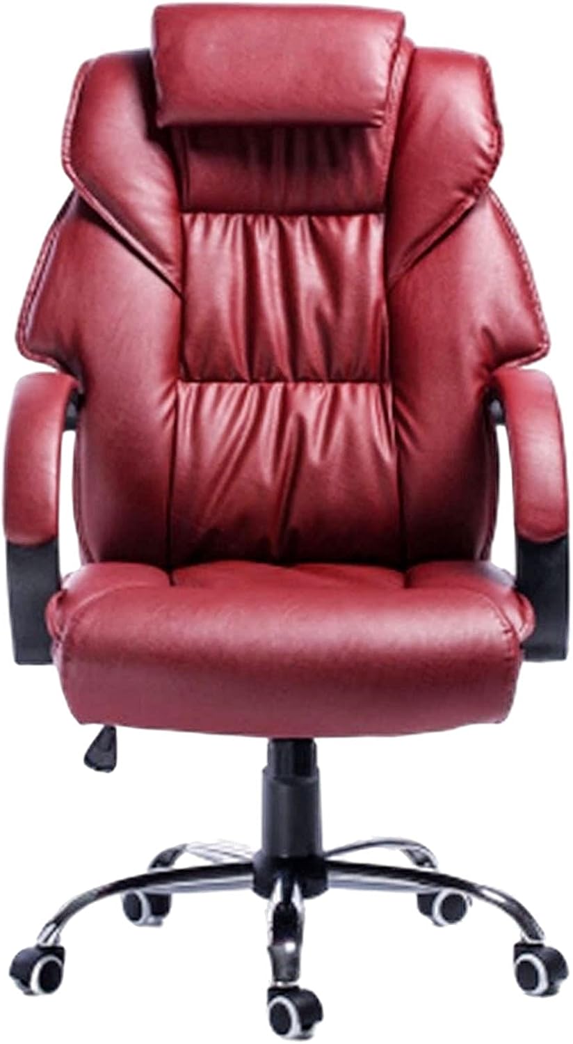 Office Chair Computer Desk Chair Gaming Chair 400 Lb Weight Capacity, Gaming Chair White Genuine Leather Office Chair Computer Executive Desk Chair Adjustable Office Lounge Chair,Khaki ( Color : Wine