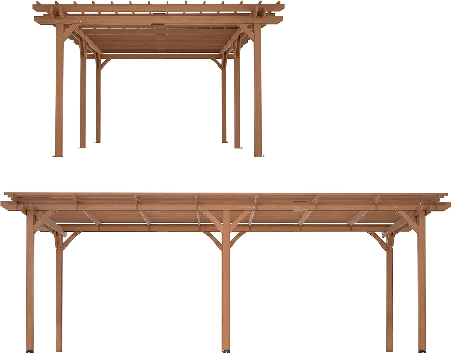 12' x 16' Outdoor Gazebo Wooden Grape pergola for Climbing Plant Support, Garden, Terrace, Backyard, Deck, Brown