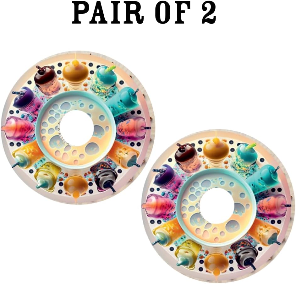 Wheelchairs Spring Designer Wheel Covers–, Cute, Waterproof Easy Install/Remove, Lightweight (Bubbly Boba) | New Durable, Gift for Boba Lovers