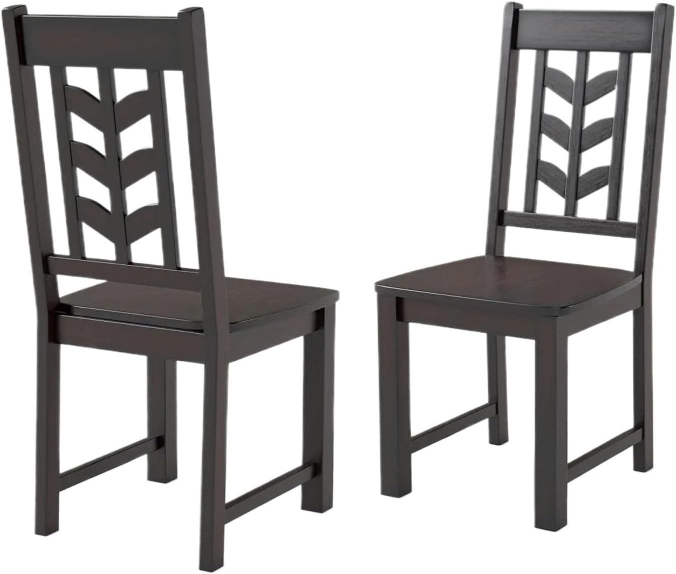 Thick Upholstered Kitchen Chairs 2pcs Rubber Wooden Frame Dining Chairs with Leaf-Shaped High Backrest Max Load 400LBS(Brown)