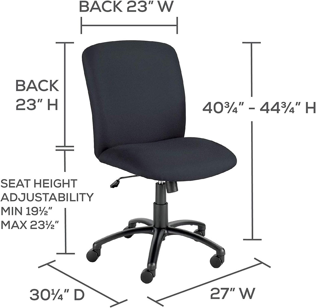 Safco High Back Big and Tall Swivel Desk Task Chair Adjustable Height and Rolling Base, Rated for 24-7 Use, 500 lbs. Weight Capacity, Work or Home Office, Black (3490BL)