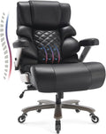 700lbs Big and Tall Office Chair - Adjustable Lumbar Support Heavy Duty Metal Base Quiet Rubber Wheels High Back Large Executive Computer Desk Swivel Chair, Ergonomic Design for Back Pain, Black