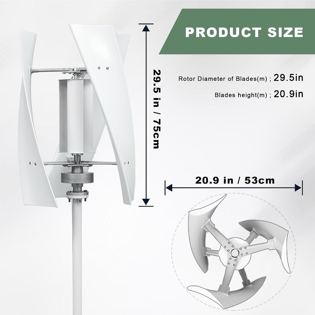 Smaraad Vertical Wind Turbine Generator Kit 600W 24V, Wind Generator Kit with Charge Controller, Wind Power Generator for Marine, RV, Home, Windmill Generator Suit for Hybrid Solar Wind System