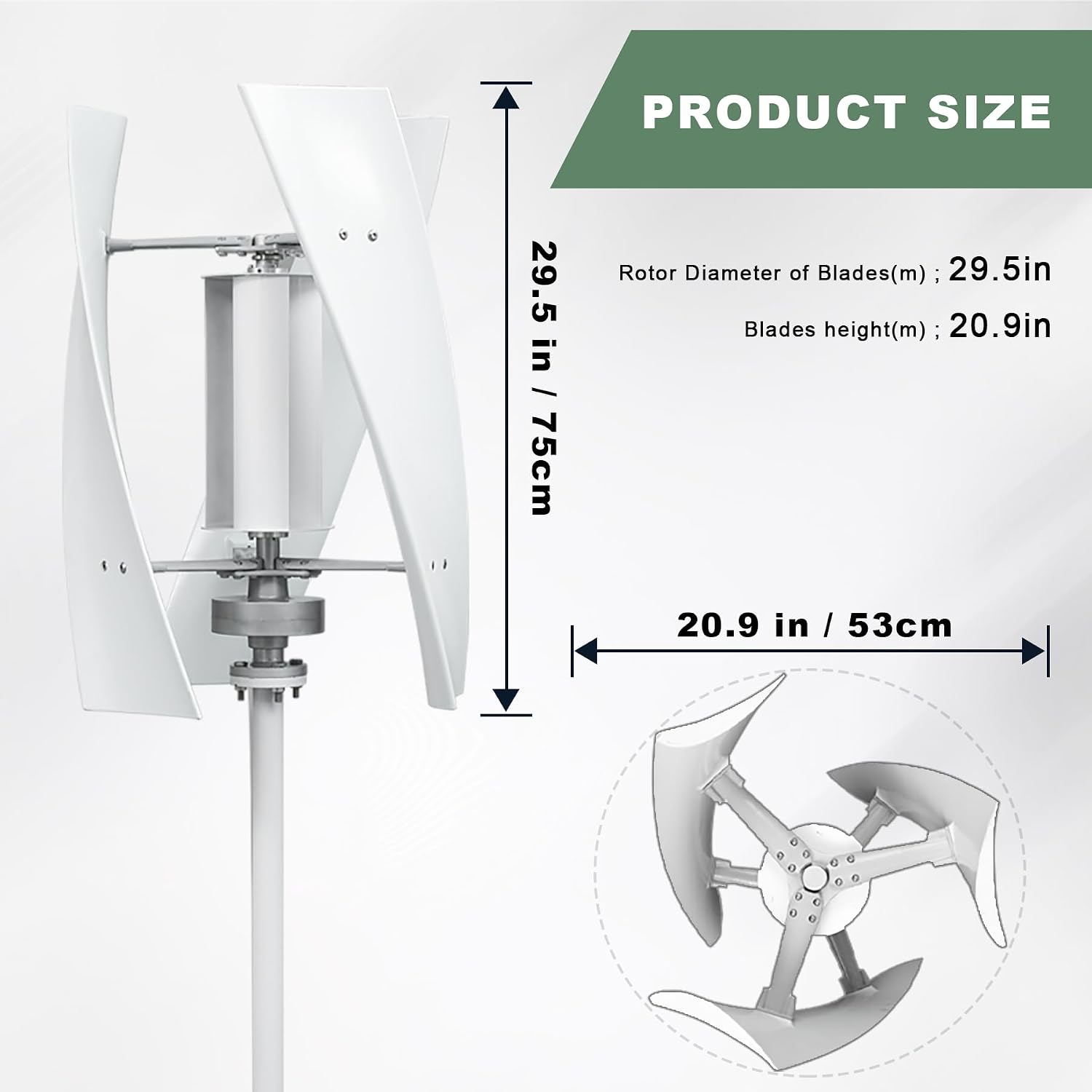 Smaraad Vertical Wind Turbine Generator Kit 600W 24V, Wind Generator Kit with Charge Controller, Wind Power Generator for Marine, RV, Home, Windmill Generator Suit for Hybrid Solar Wind System