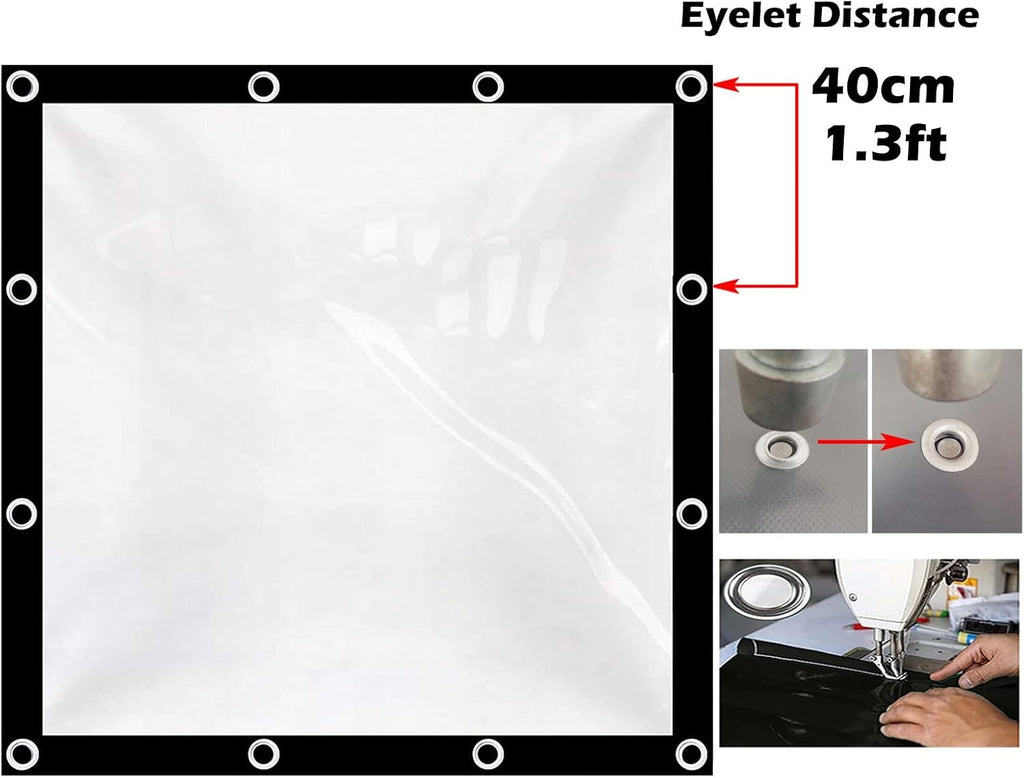 Outdoor Waterproof Curtains Clear Tarp Plastic Transparent Side Panels with Grommets for Porches, Pergola, Gazebo(14' x 20')