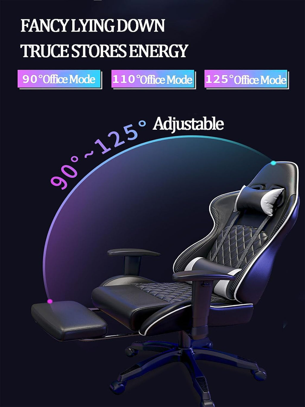 JSWHYBD Gaming Chair with Footrest Comfortable High Back Office Chair Big and Tall Ergonomic Desk Chair with Lumbar Support Swivel Seat and Headrest 400lb Nofootrest Gray