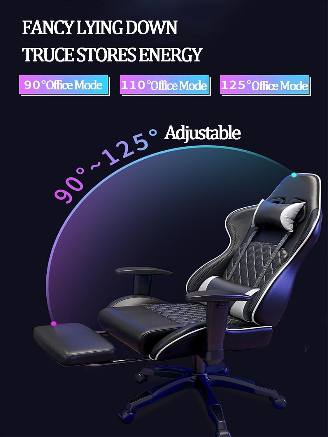 JSWHYBD Gaming Chair with Footrest Comfortable High Back Office Chair Big and Tall Ergonomic Desk Chair with Lumbar Support Swivel Seat and Headrest 400lb Nofootrest Gray