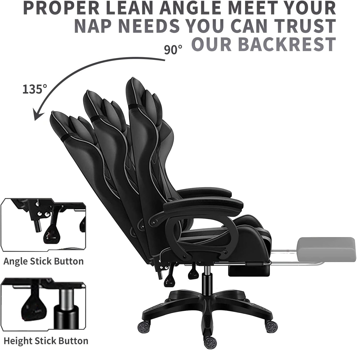 LED Gaming Chair Ergonomic Massage Racing Computer Chairs High Back Video Game Chairs with Speakers PU Leather with Footrest Headrest Lumbar Support Office Desk Chair for Adults Teens,Red