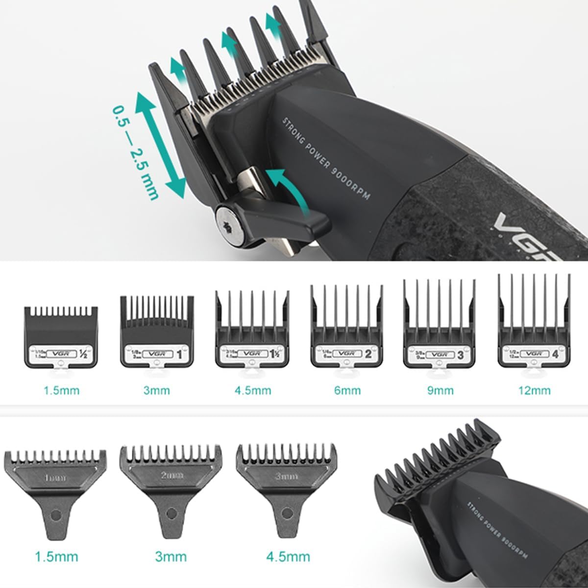 VGR 640S3 Professional 3 in 1 Hair Cutting Kit, 9000RPM Hair Clippers for Men Professional Hair Trimmer & Foil Shavers Set, Cordless Mens Barber Combo for Home, for Him(Black)
