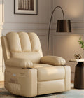 22'' Electric Recliner Chair for Adults, Swivel Rocker Recliner with Massage and Heat, Pu Leather Single Sofa with Cup Holder and Side Pocket, for Living Room, Bedroom, Creamy