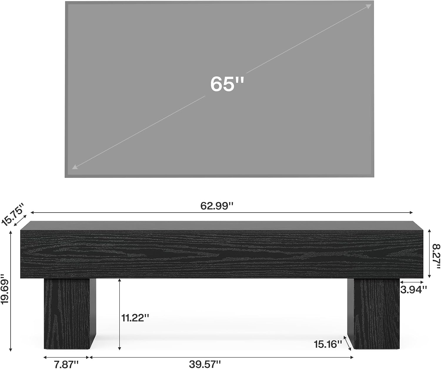 Tribesigns 63' TV Stand, Farmhouse Entertainment Center, Low TV Console Table for Living Room, Long Media Console Television Stands for 55/60/65 Inch TV