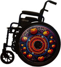 Designer Halloween Wheelchair Wheel Covers – Spooky Laughing Pumpkin Theme | Wheelchair Accessories | Enhances Aesthetics, Easy Install/Remove, Lightweight, (Party Pumpkin)