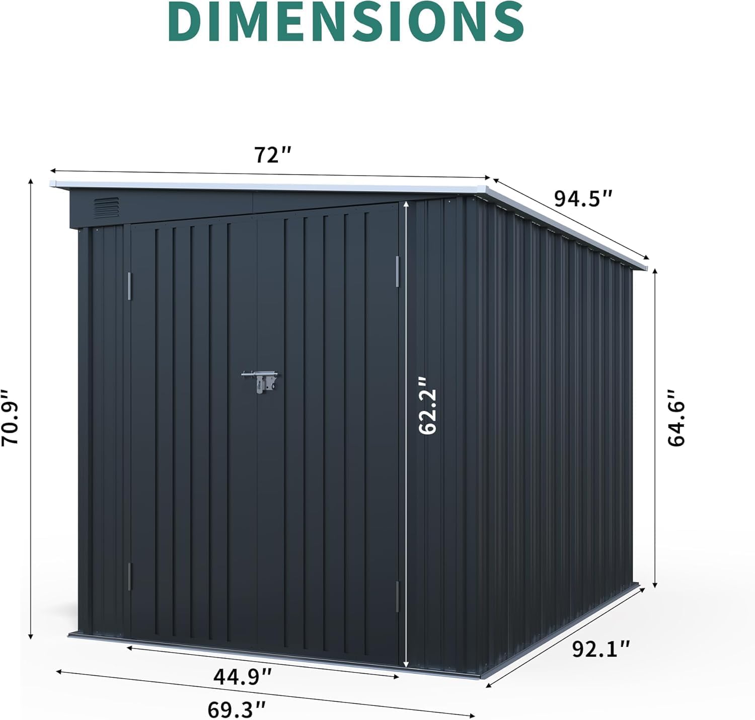 Metal Storage Shed, 6x8ft Shed Without Floor with Polycarbon Panel and Lockable Doors, Garden Backyard Outdoor Tool Shed, for Bike Lawnmower