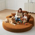 71' Boneless Couch Sofa Bed Oversized Round Couch 2-in-1 Foldable Floor Loveseat Sofa for Living Room and Apartment No Assembly (Orange, 71')