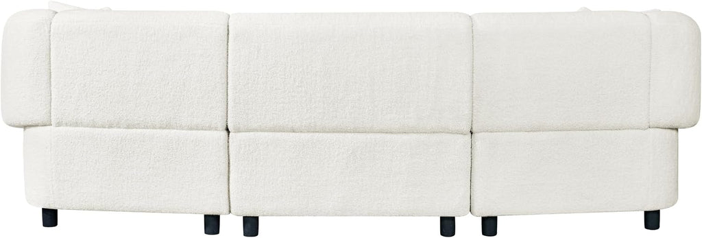 Christopher Knight Home Obito Boucle Upholstered 3-Seater Sofa, Modern Home Sofa Living Room, Wooden Large Upholstered Sofa Couch for Apartment/Home Office, Light Beige