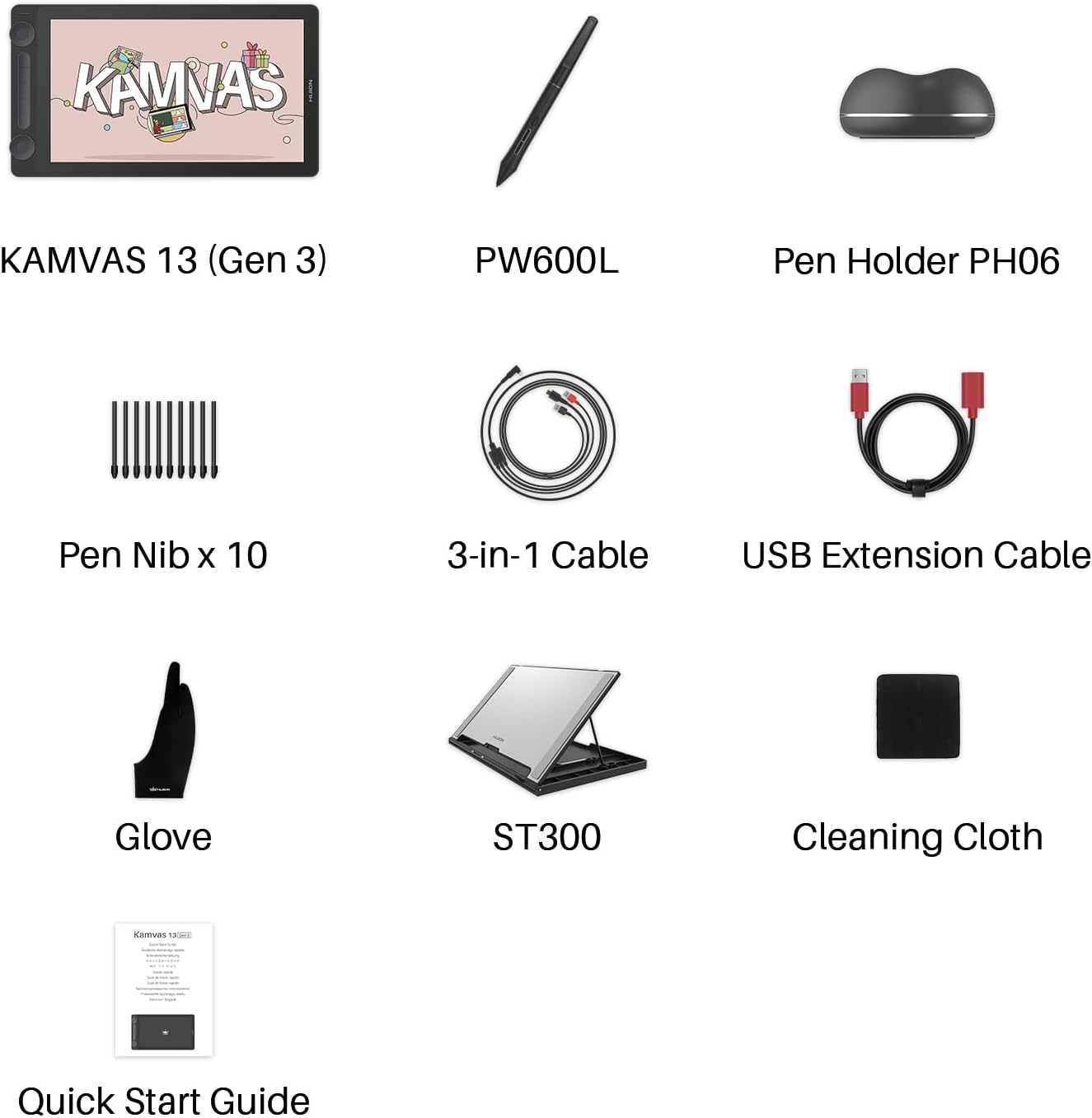 HUION Kamvas 13 (Gen 3) Drawing Tablet with Screen,13.3' Full-Laminated Art Tablet with Anti-Sparkle Canvas Glass 2.0, 99% sRGB, PenTech 4.0, 16384 Pen Pressure, Dual Dial for PC, Mac, Android, Black