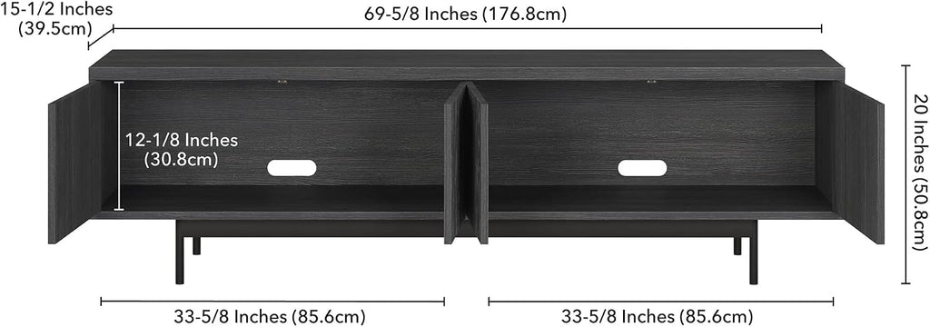 Henn&Hart Whitman, 70'' Rectangular TV Stand, Charcoal Gray