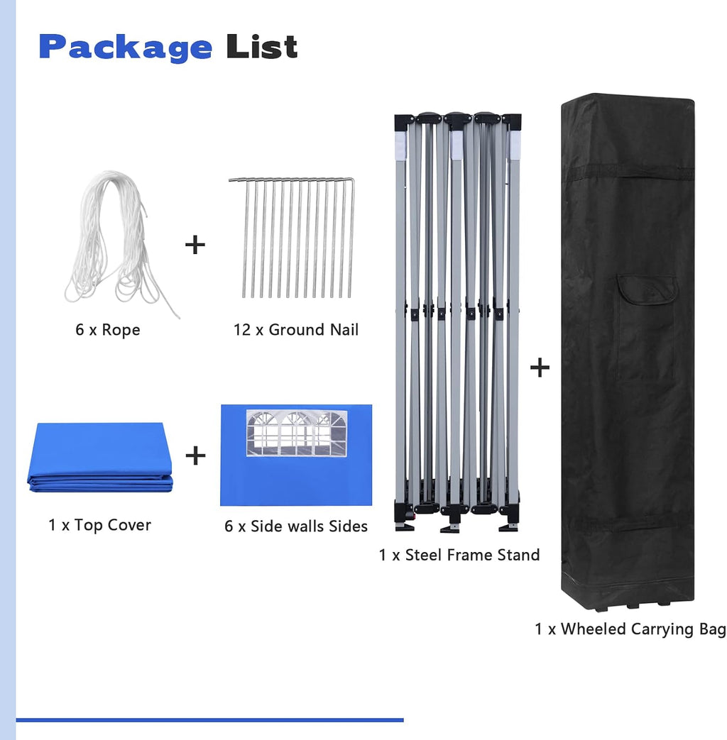 10x20 ft Instant Pop up Canopy, Wonlink Party Tent Folding Heavy Duty Gazebos with Removable Sidewalls and Wheeled Bag Waterproof