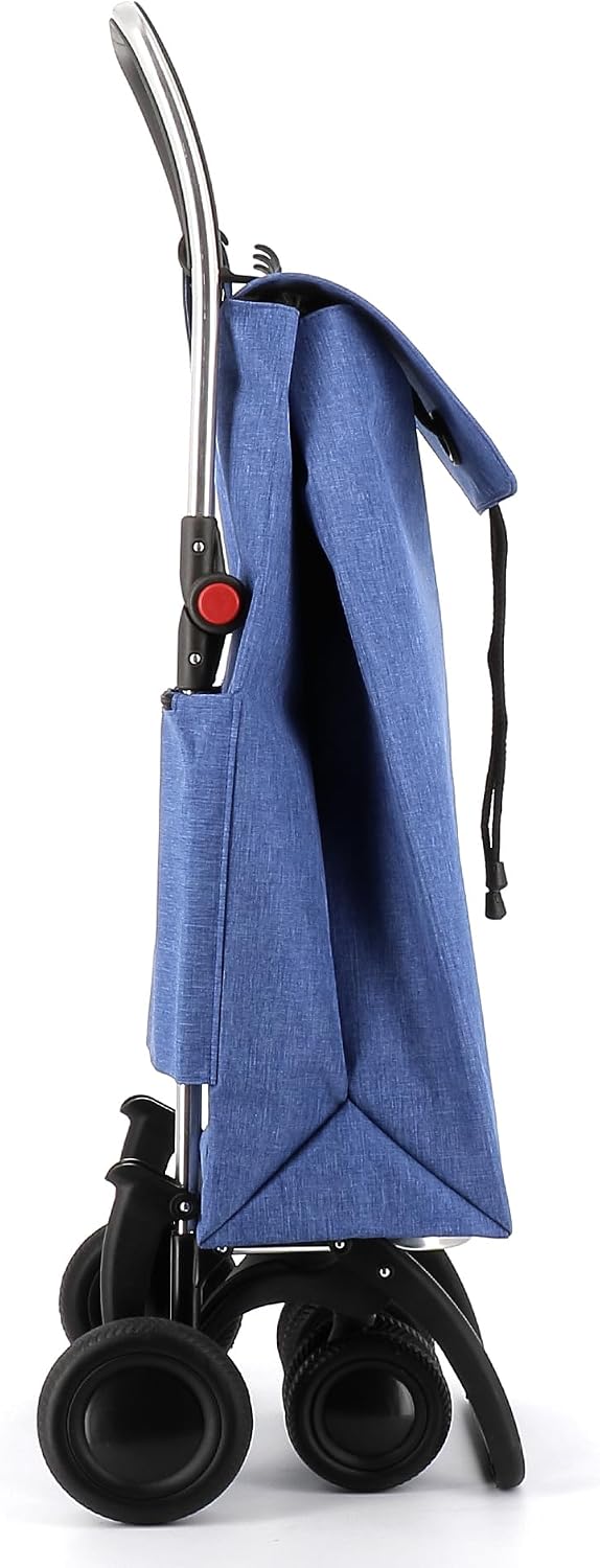 ROLSER I-Max Tweed 4 Wheel 2 Swivelling Foldable Shopping Trolley - Blue