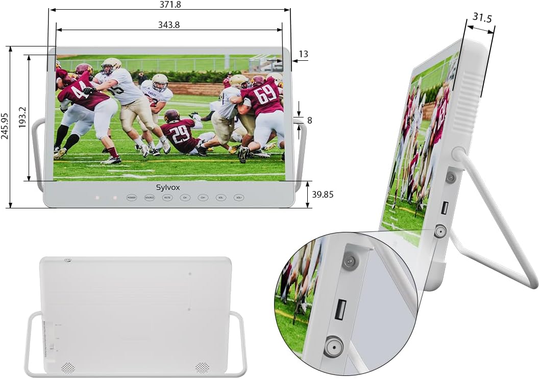 SYLVOX 15.6' Portable TV, 1080P Smart TV, 10000mAh Battery (6H), Rechargeable, IP66 Waterproof, Supports Apps & Voice Control. Perfect for RV, Kitchen, Camper & More